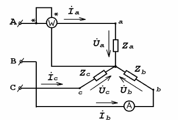 Задача3. Анализ трёхфазной электрической цепи при схеме соединения приёмников «звездой». - student2.ru