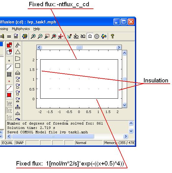 Задание. Используется Comsol 3.5, модуль Convection and Diffusion - student2.ru