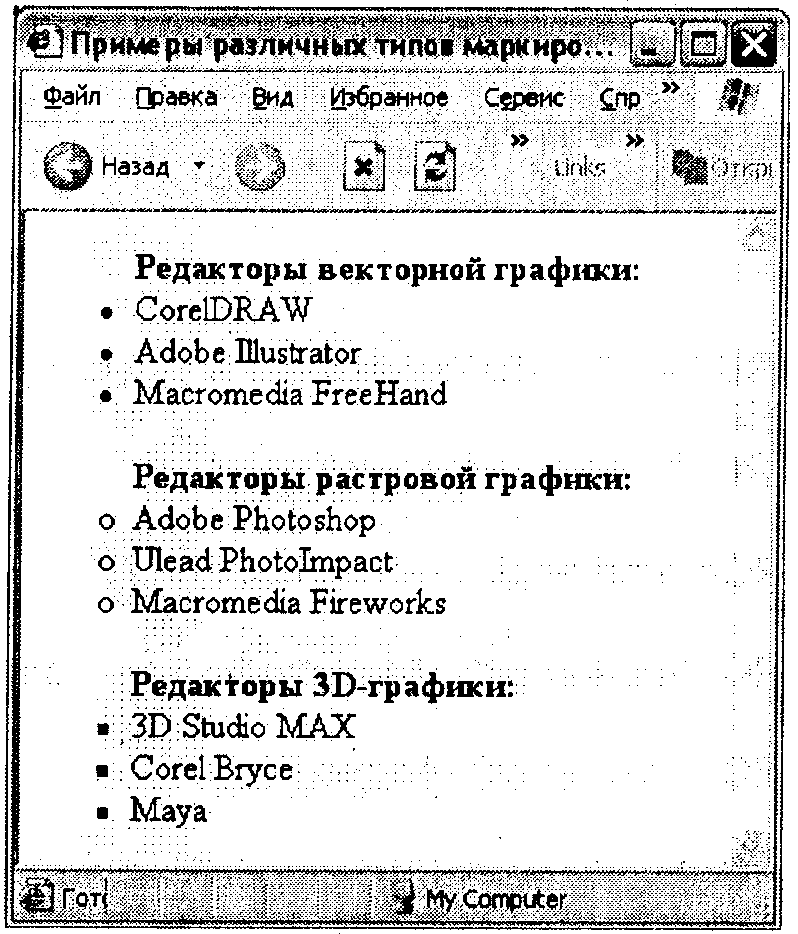 Задание № 4. Пример маркированного списка - student2.ru